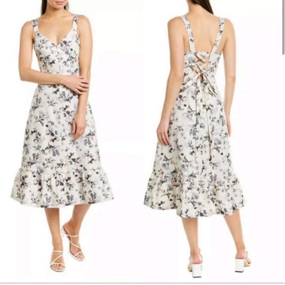REBECCA TAYLOR NWT $475 SOFIA CORSET FLORAL WOMEN’S MIDI COCKTAIL DRESS